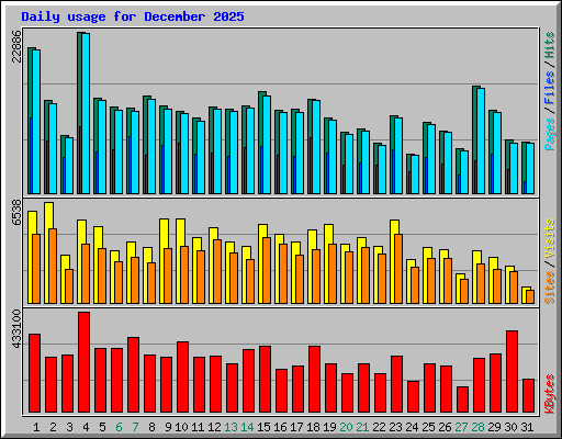 Daily usage for December 2025